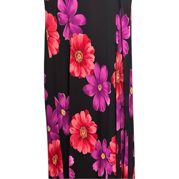 Vtg 90s Y2K Dark Floral Midi Slip Dress Sz 10 Fairy Coquette Grunge Phoebe Bloom - Picture 10 of 12